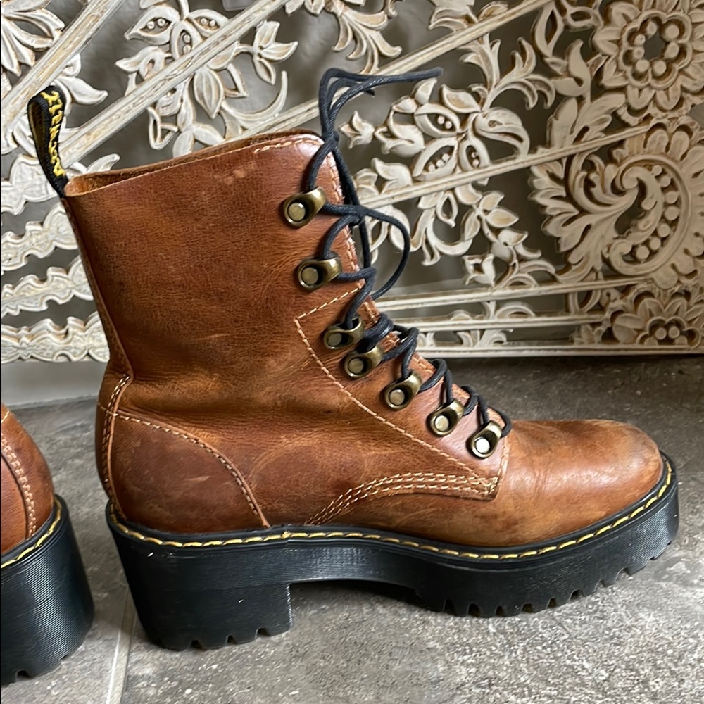 Dr. Martens Brown Leather Leona Boots - Picture 6 of 8